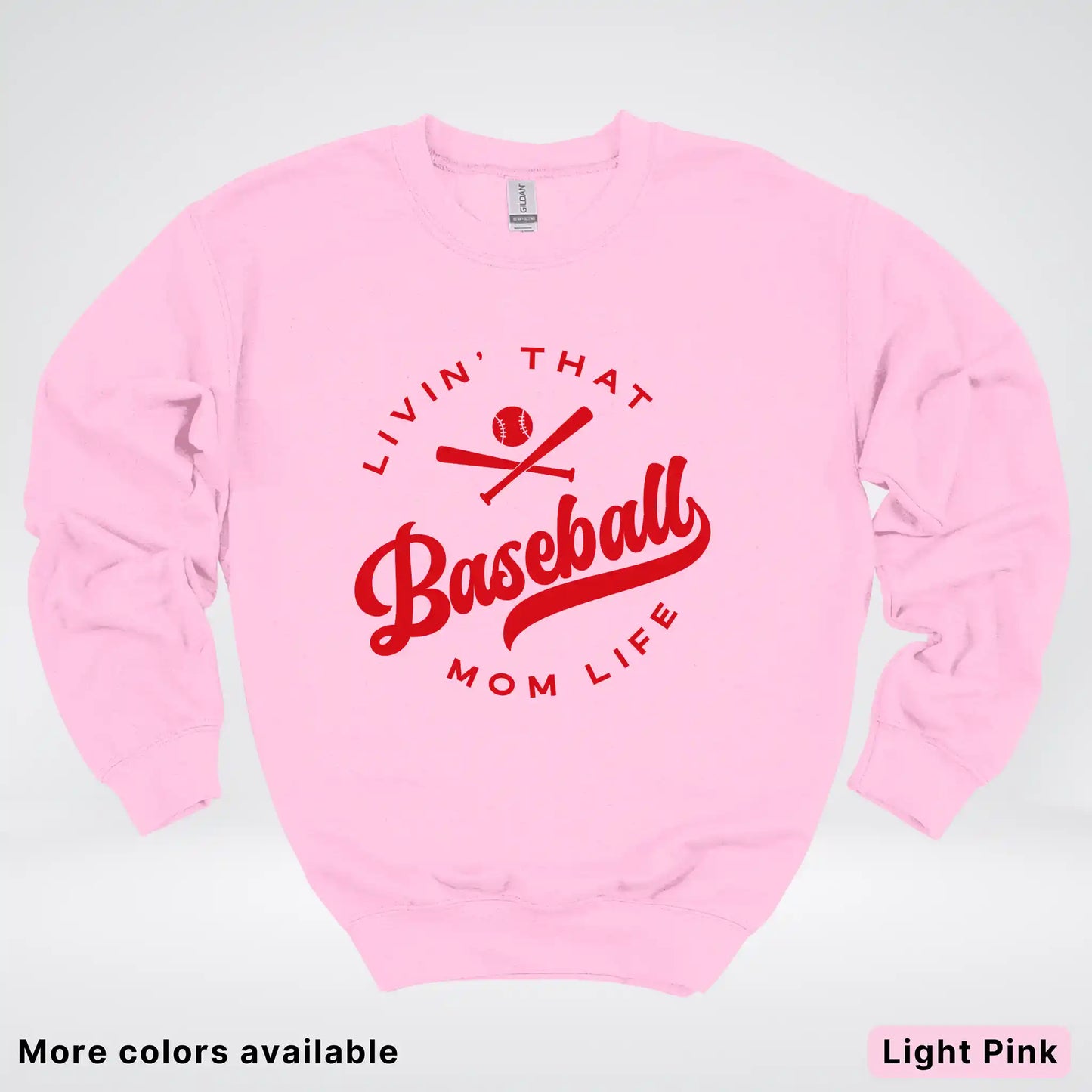 Livin' That Baseball Mom Life - Red Design - Crewneck Sweatshirt