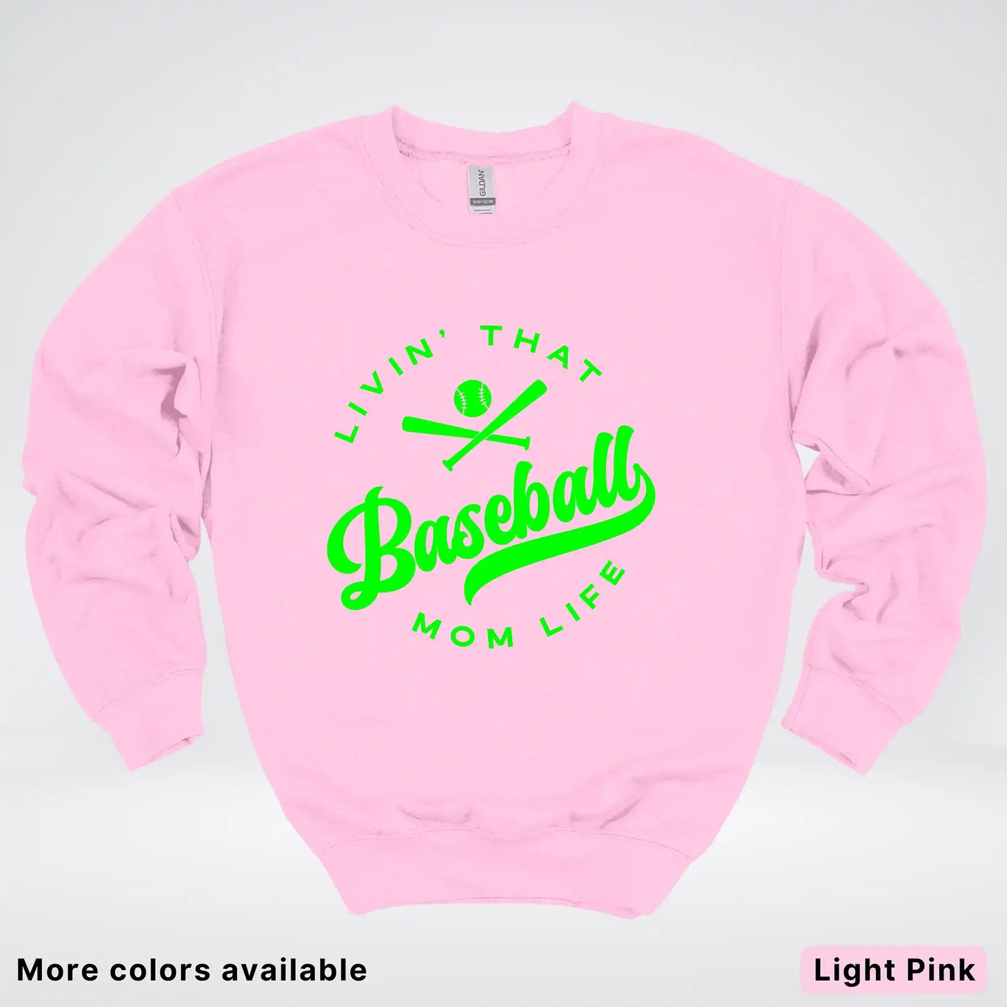 Livin' That Baseball Mom Life - Green Design - Crewneck Sweatshirt