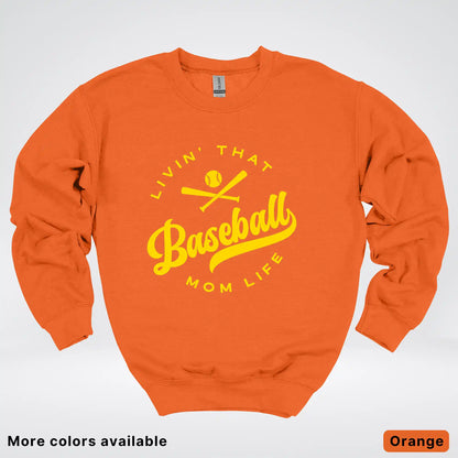 Livin' That Baseball Mom Life - Gold Design - Crewneck Sweatshirt
