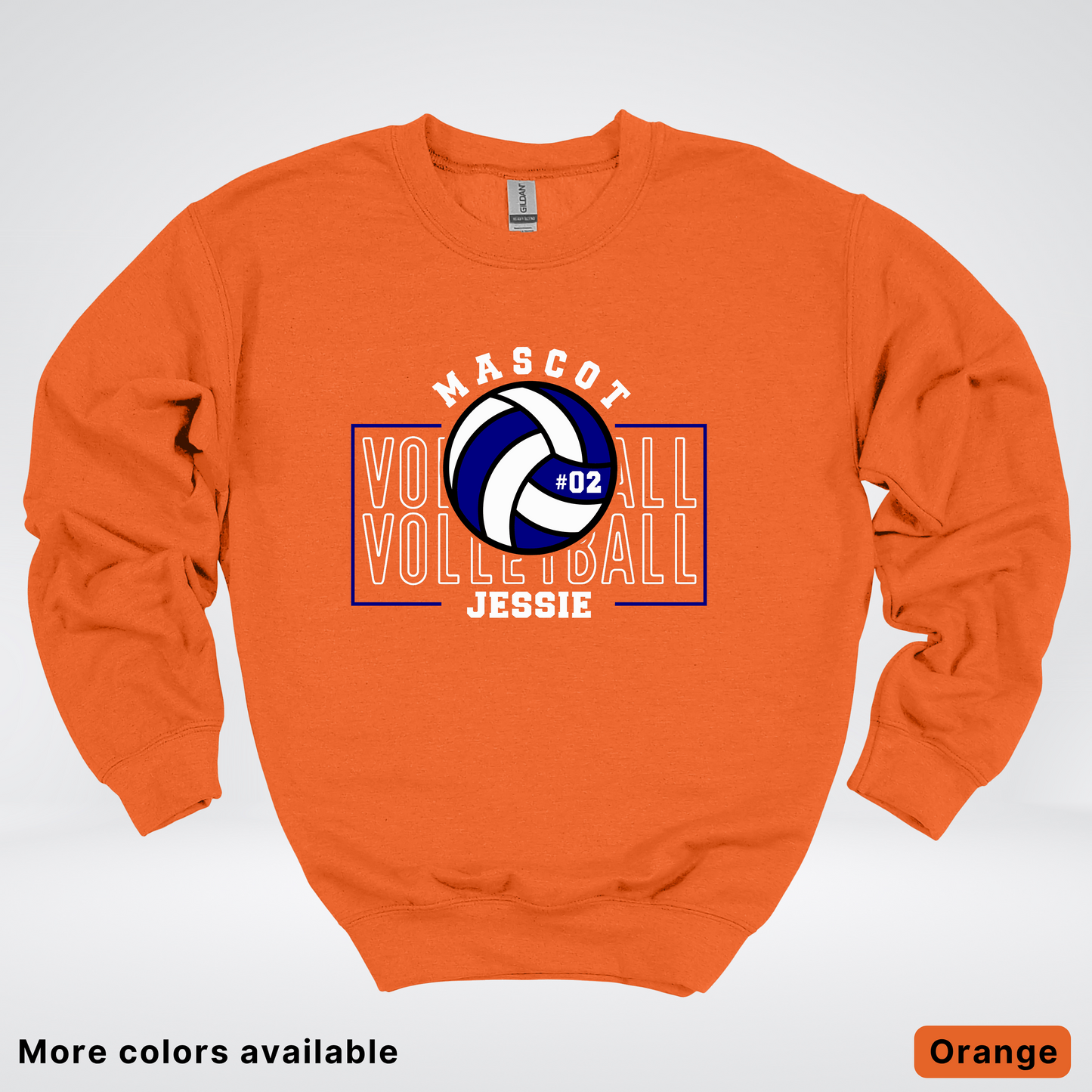Custom Mascot, Number, & Name – Navy - Volleyball Design 13 Crewneck Sweatshirt