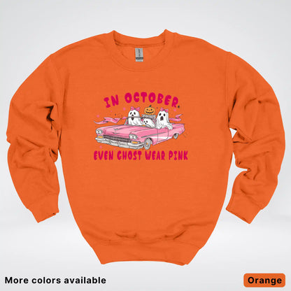 In October Even Ghost Wear Pink Breast Cancer Awareness Crewneck Sweatshirt