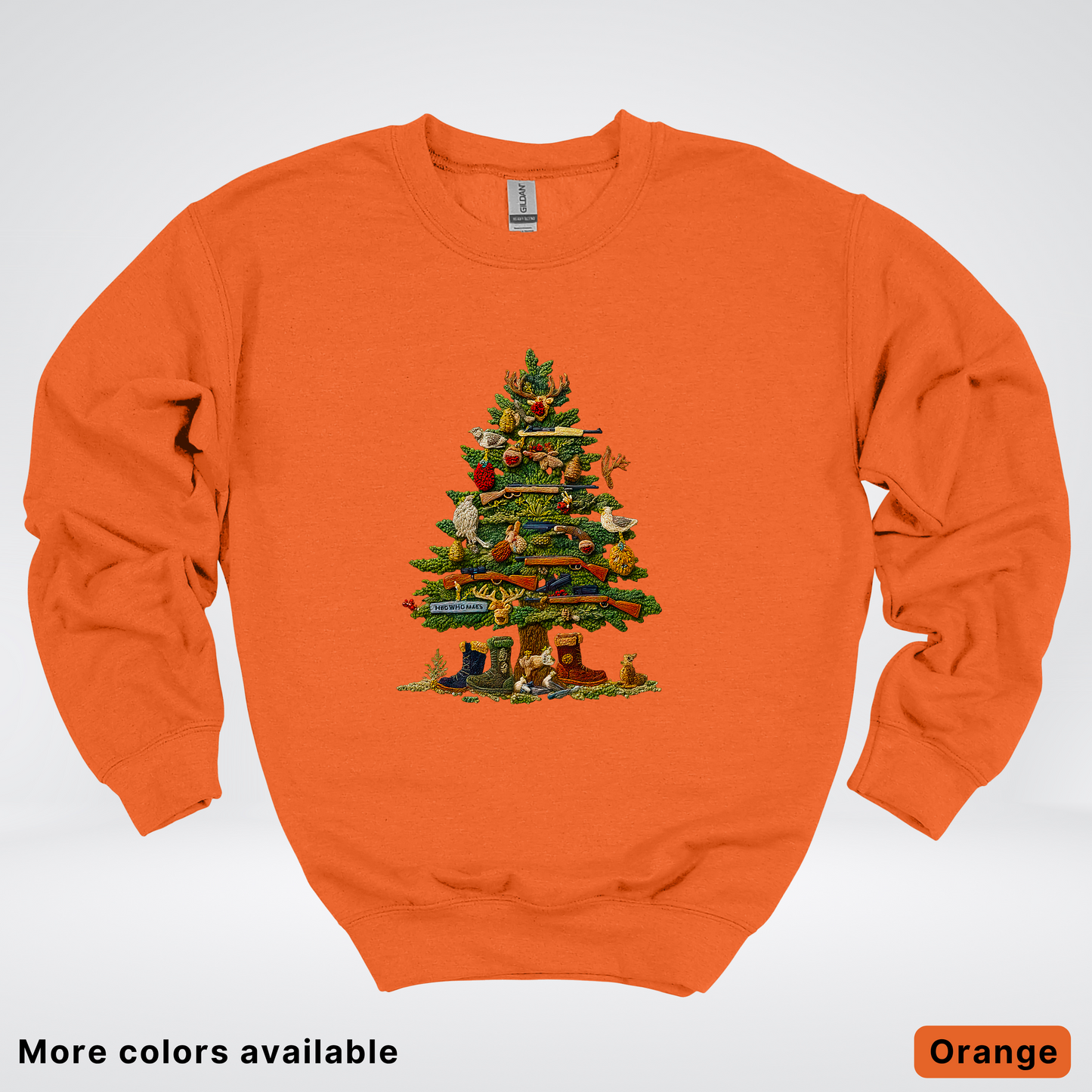 Woodland Critters Christmas Tree Hook Yard Faux - Crewneck Sweatshirt