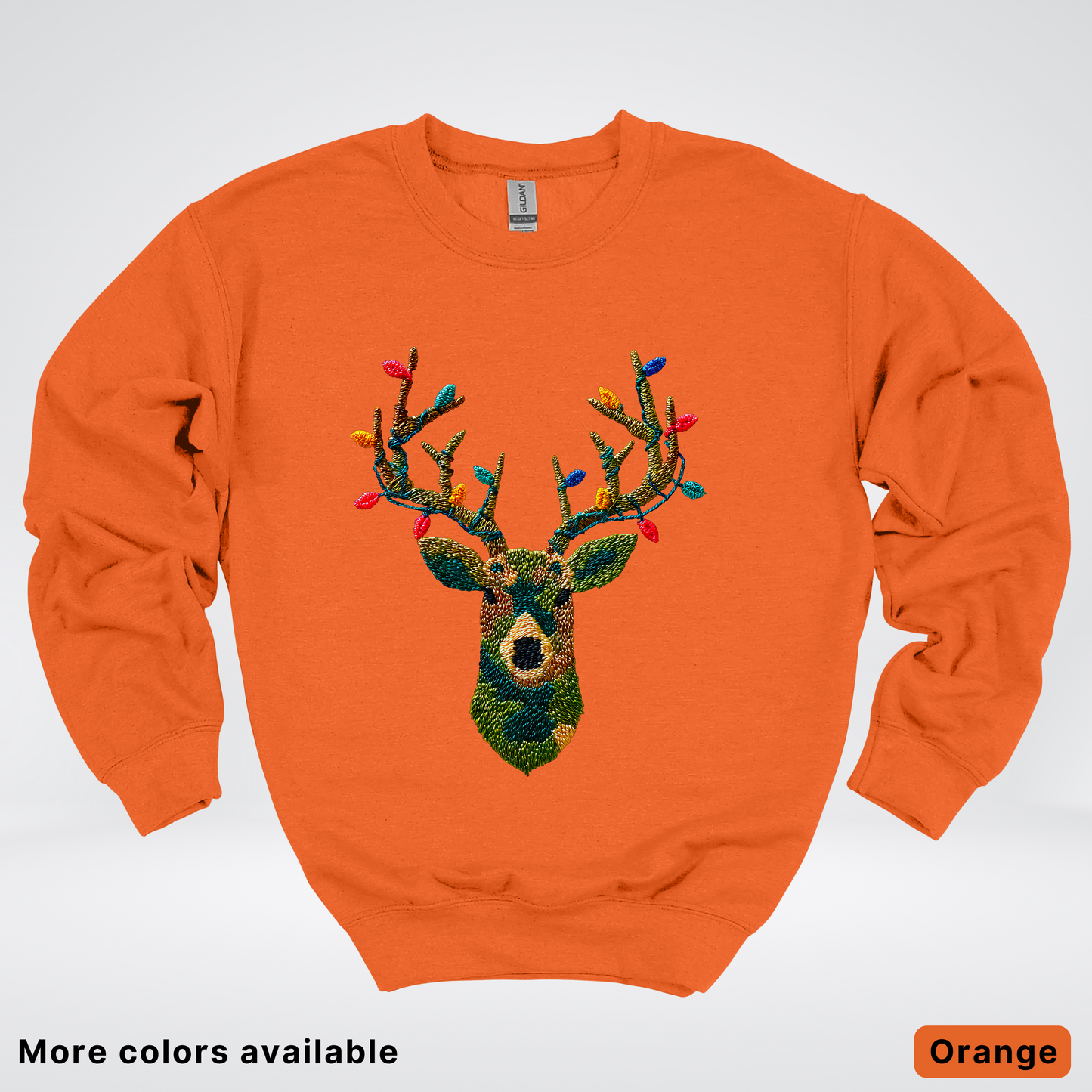 Rustic Reindeer Lights – Hook Yard Faux Texture - Crewneck Sweatshirt