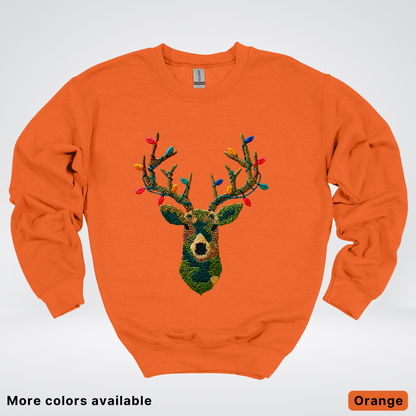 Rustic Reindeer Lights – Hook Yard Faux Texture - Crewneck Sweatshirt
