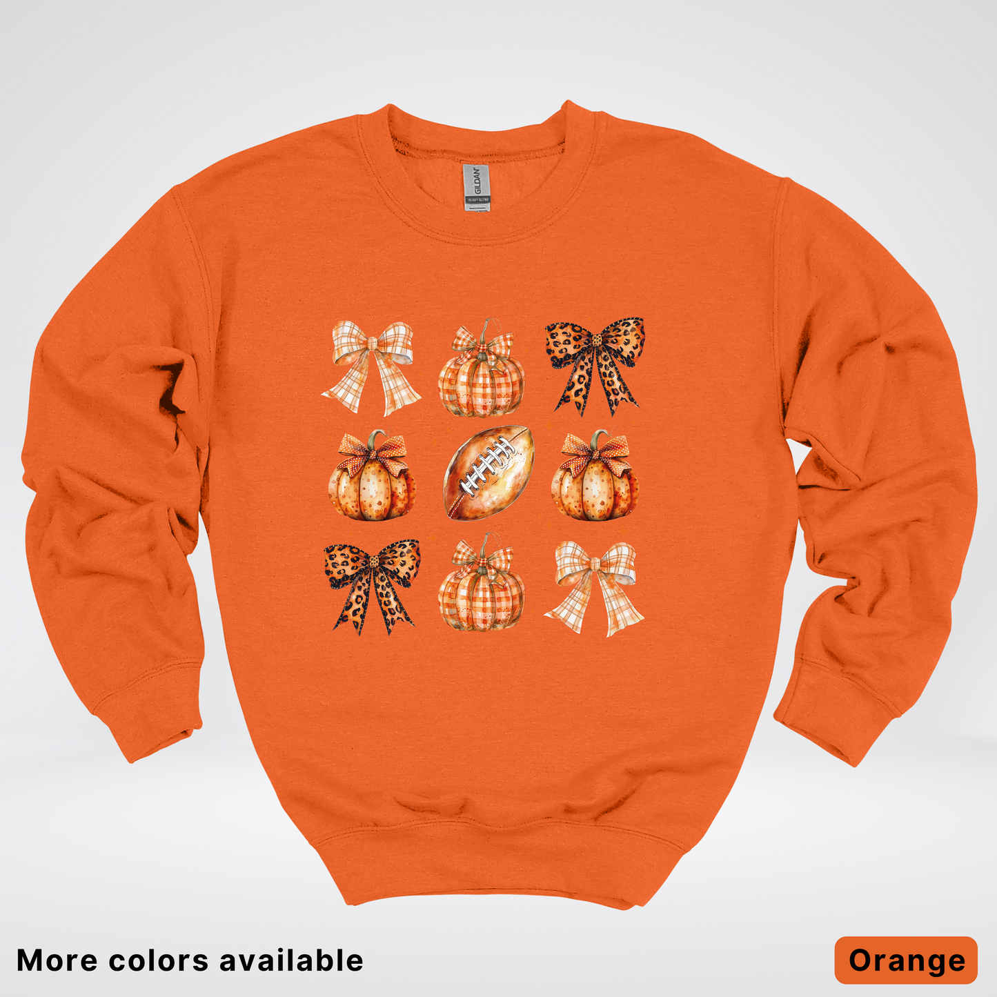 Football Coquette Ribbon Bow Plaid Pumpkin Fall - Sweatshirt