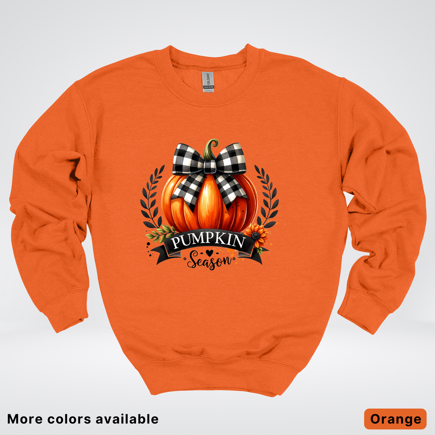 Pumpkin Season Black Plaid Bow - Sweatshirt