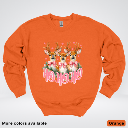 Ho Ho Ho Pink Deer Trio - Crewneck Sweatshirt