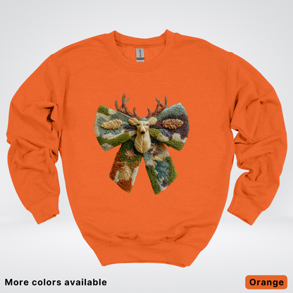 Neutral Woodland Bow Hook Yard Faux - Crewneck Sweatshirt