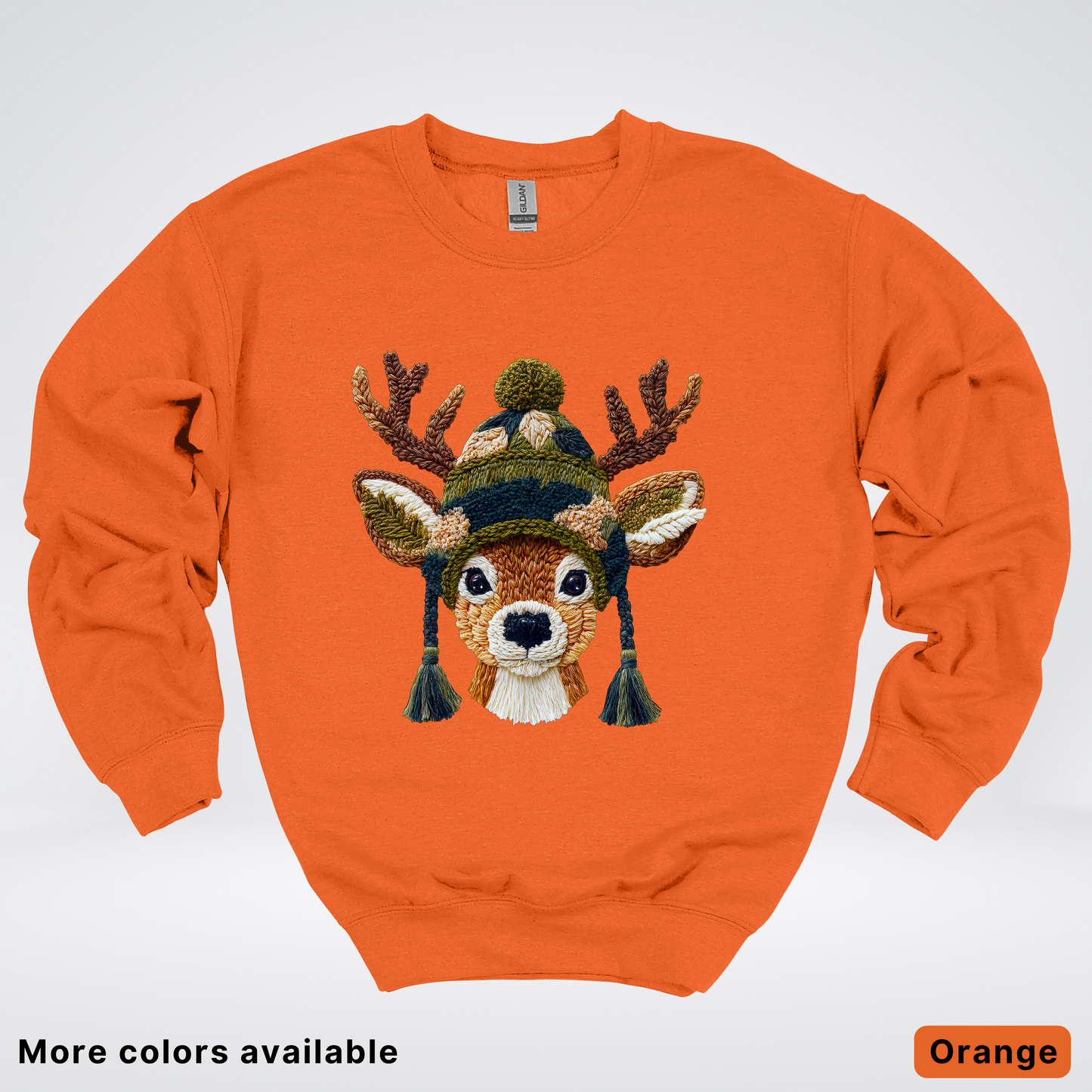 Cozy Winter Reindeer Hook Yard Faux Texture - Crewneck Sweatshirt