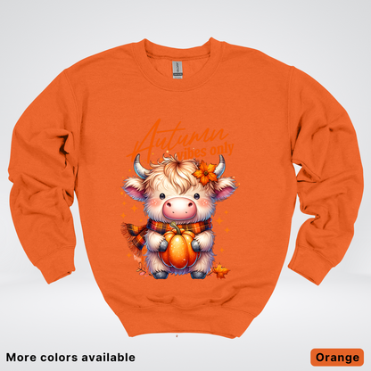 Autumn Fall Vibes Only Small Cow Calf Pumpkin - Crewneck Sweatshirt
