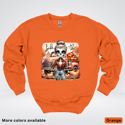Take Me To The Pumpkin Patch Skeleton - Crewneck Sweatshirts