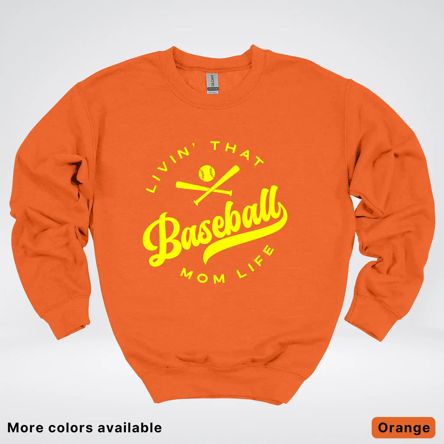 Livin' That Baseball Mom Life - Yellow Design - Crewneck Sweatshirt