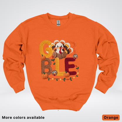 Turkey Gobble Pumpkin Fall Crochet - Crewneck Sweatshirts