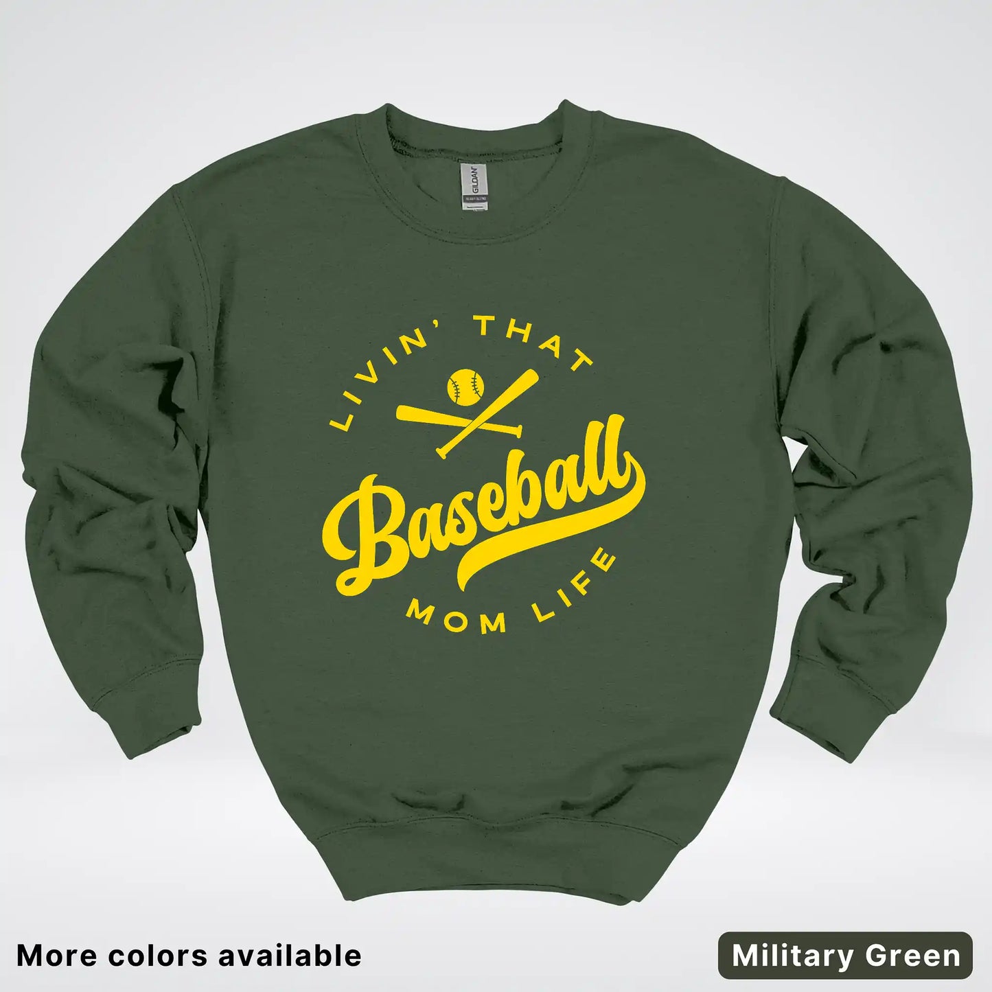 Livin' That Baseball Mom Life - Gold Design - Crewneck Sweatshirt