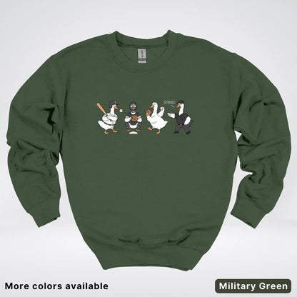 Baseball Goose Squad – Funny Baseball Goose Graphic Crewneck Sweatshirt