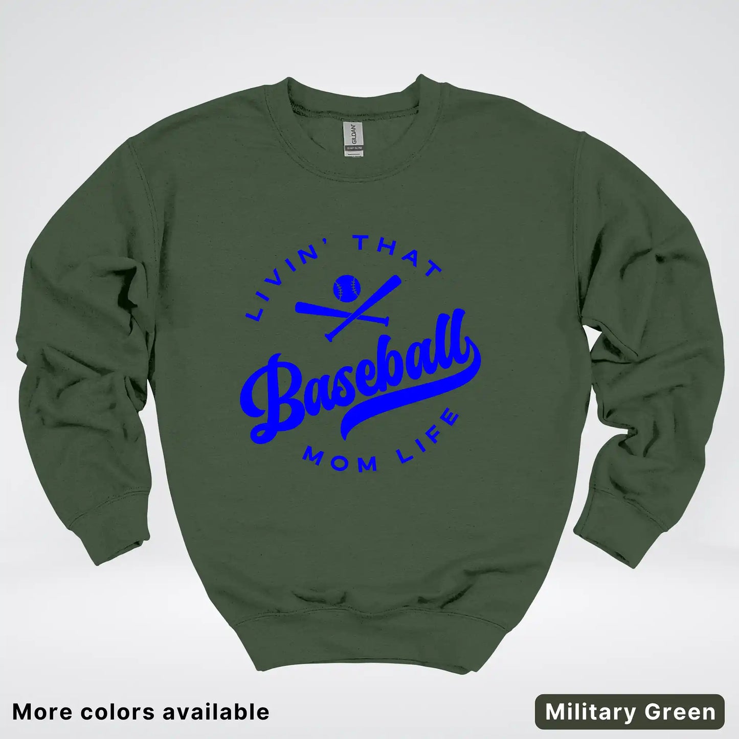 Livin' That Baseball Mom Life - Blue Design - Crewneck Sweatshirt