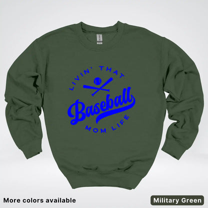 Livin' That Baseball Mom Life - Blue Design - Crewneck Sweatshirt