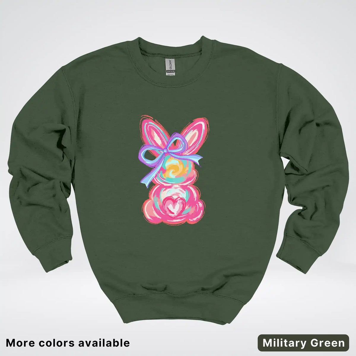 Coquette Easter Bunny – Pastel Bow Bunny Spring Graphic - Crewneck Sweatshirt