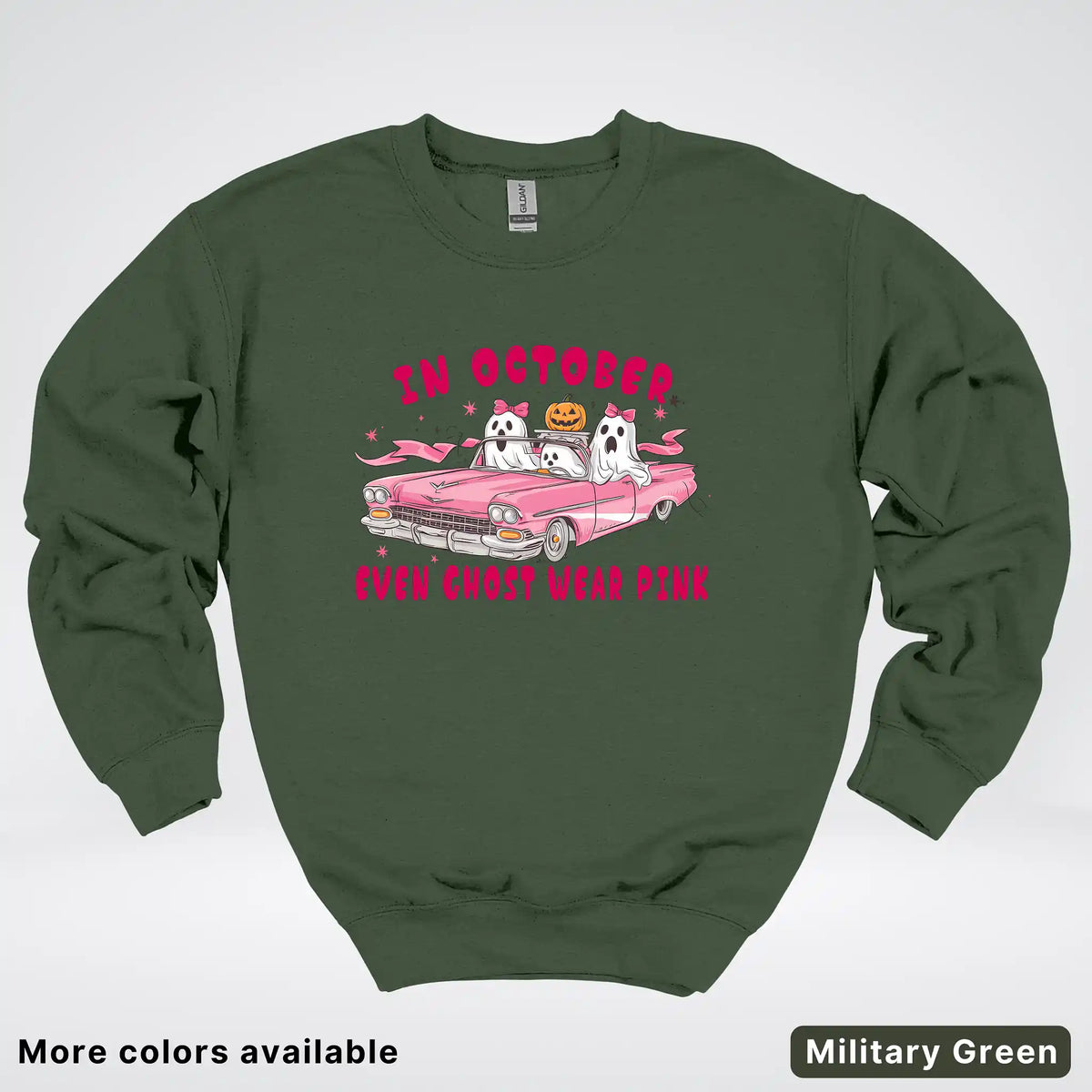 In October Even Ghost Wear Pink Breast Cancer Awareness Crewneck Sweatshirt