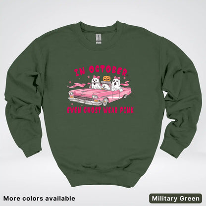 In October Even Ghost Wear Pink Breast Cancer Awareness Crewneck Sweatshirt
