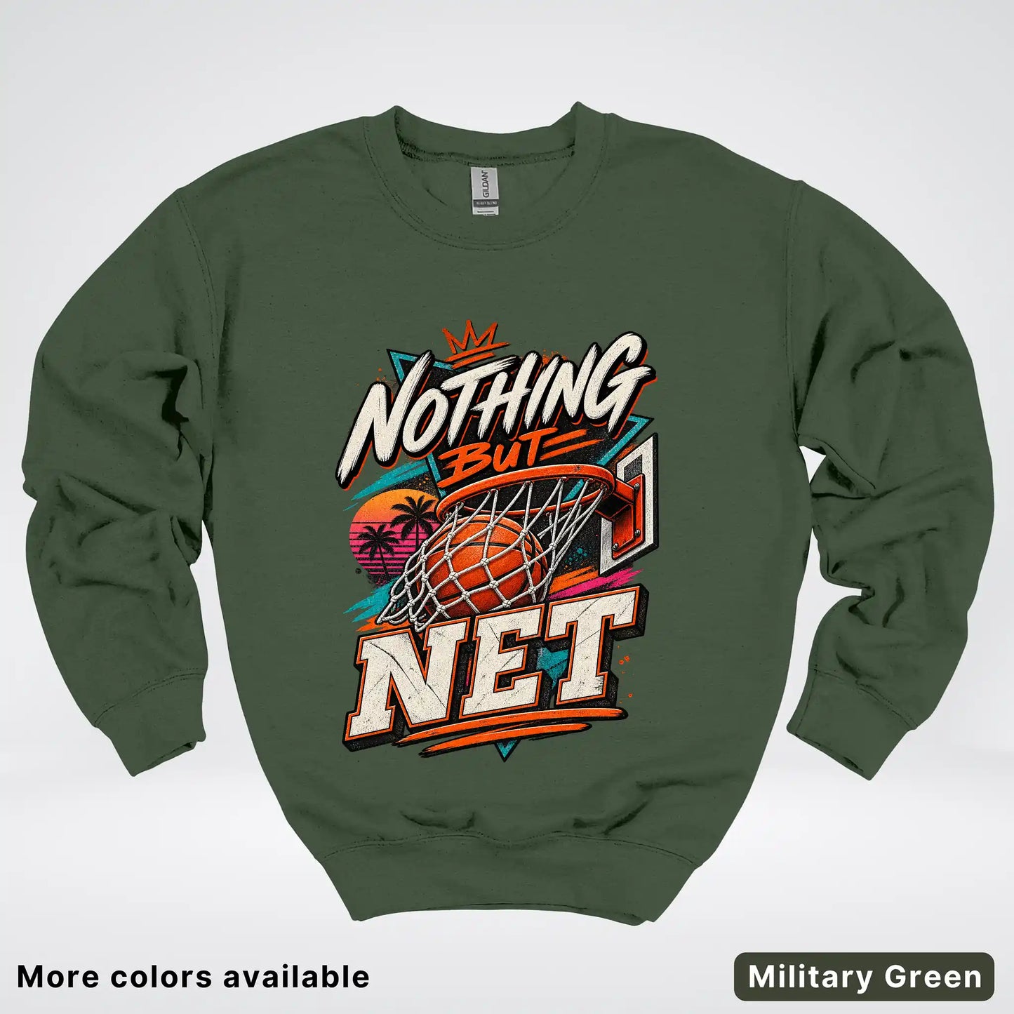 Nothing But Net – Retro Basketball Crewneck Sweatshirt