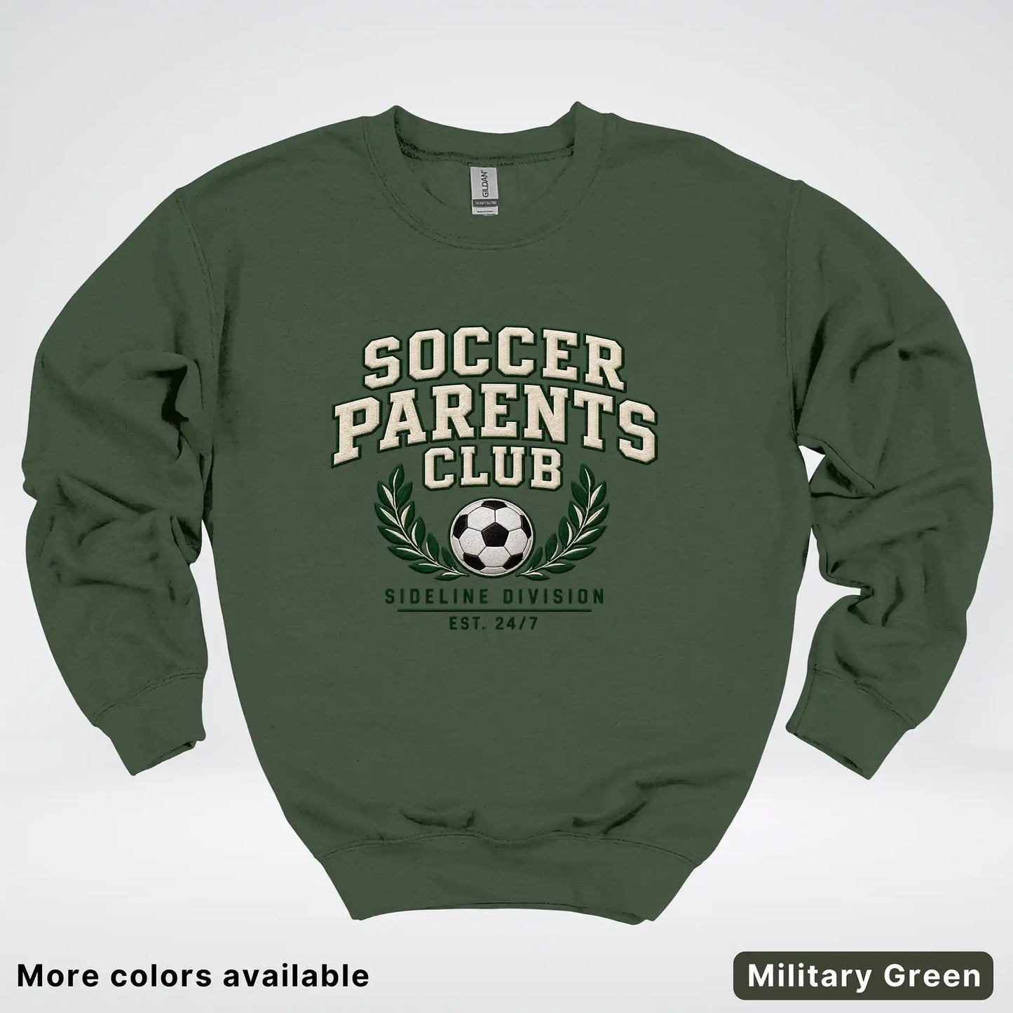 Soccer Parents Club Faux Embroidery Sideline Crewneck Sweatshirt