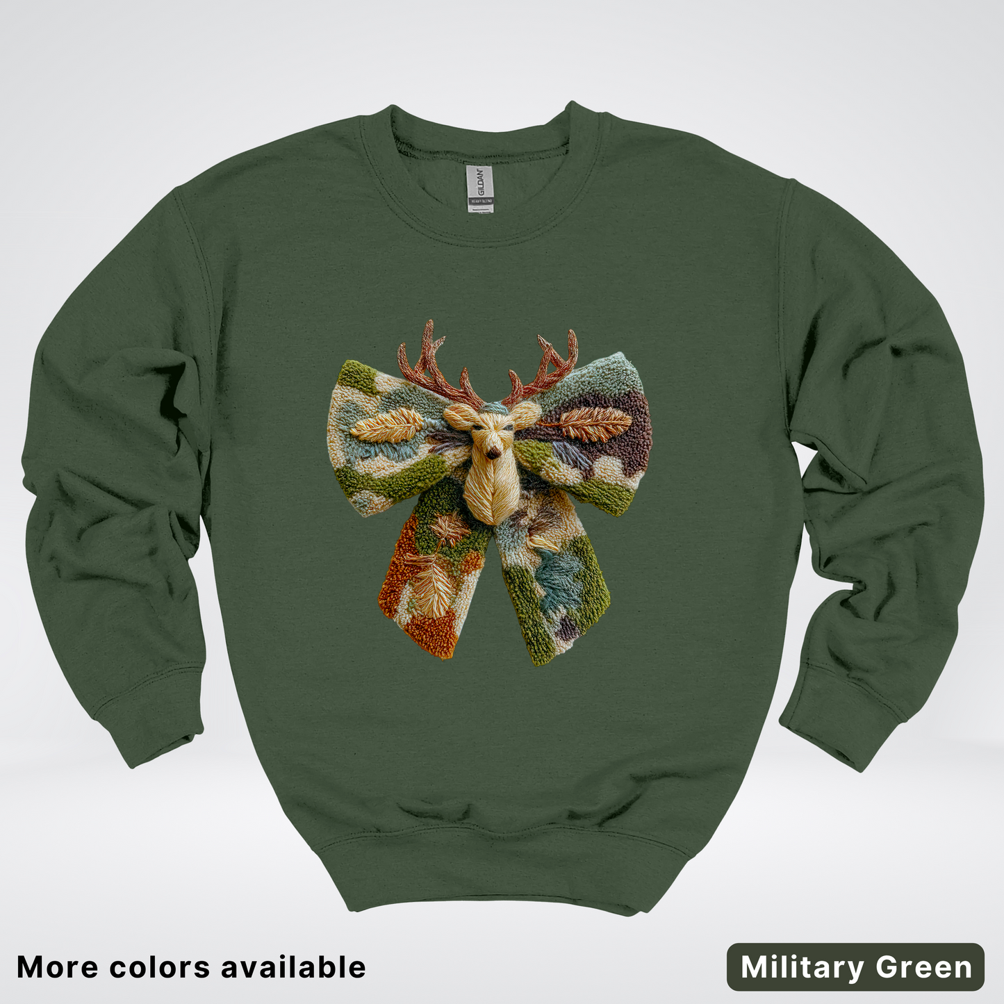 Neutral Woodland Bow Hook Yard Faux - Crewneck Sweatshirt