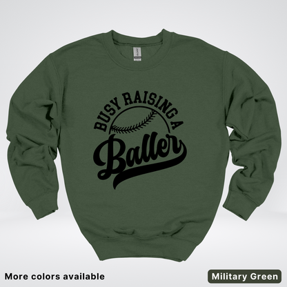 Busy Raising A Baller - Black Design - Crewneck Sweatshirt