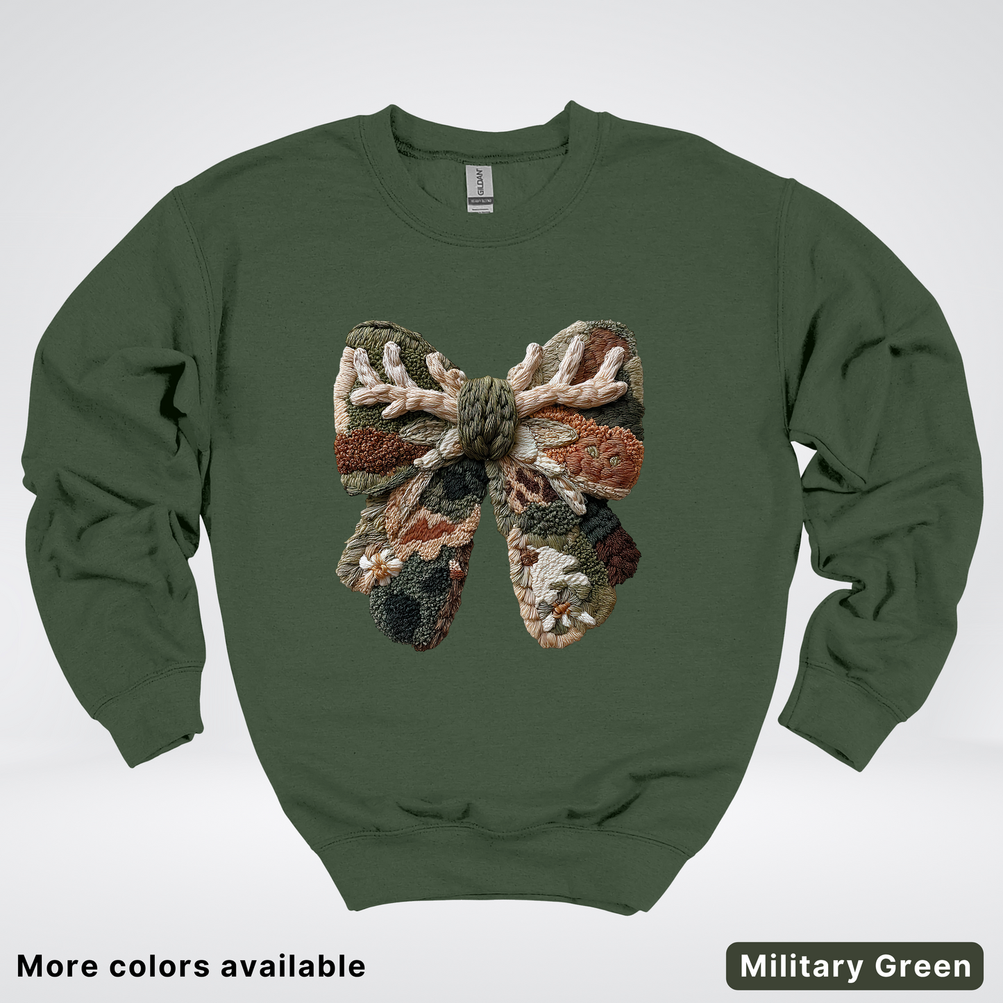 Woodland Winter Bow Hook Yard Faux - Crewneck Sweatshirt