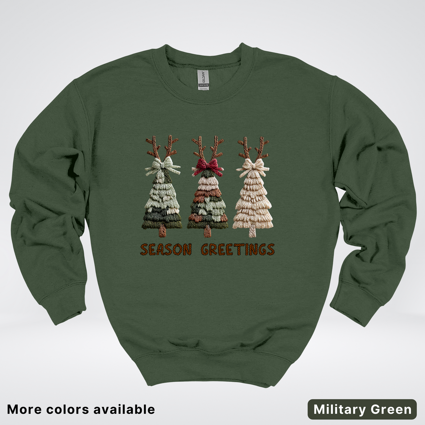 Rustic Christmas Tree Trio (Hook Yard Faux Look) - Crewneck Sweatshirt