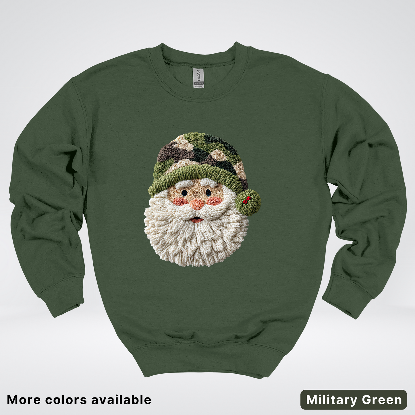 Woodland Santa Face (Hook Yard Faux Texture) - Crewneck Sweatshirt