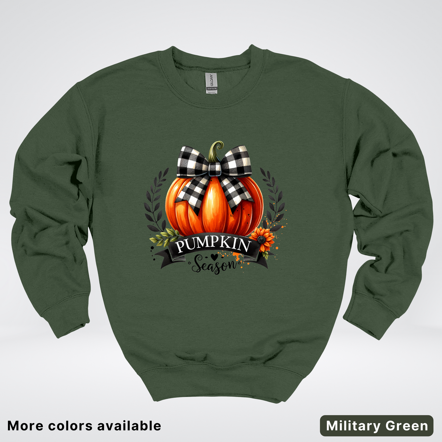 Pumpkin Season Black Plaid Bow - Sweatshirt