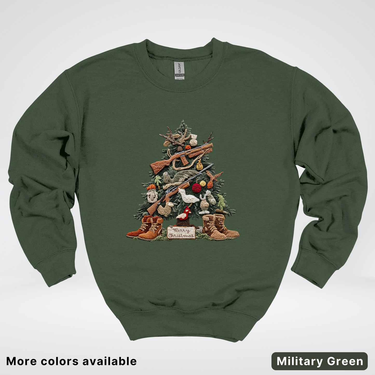 Rustic Holiday Tree & Boots (Hook Yard Faux) - Crewneck Sweatshirt