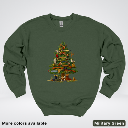 Woodland Critters Christmas Tree Hook Yard Faux - Crewneck Sweatshirt