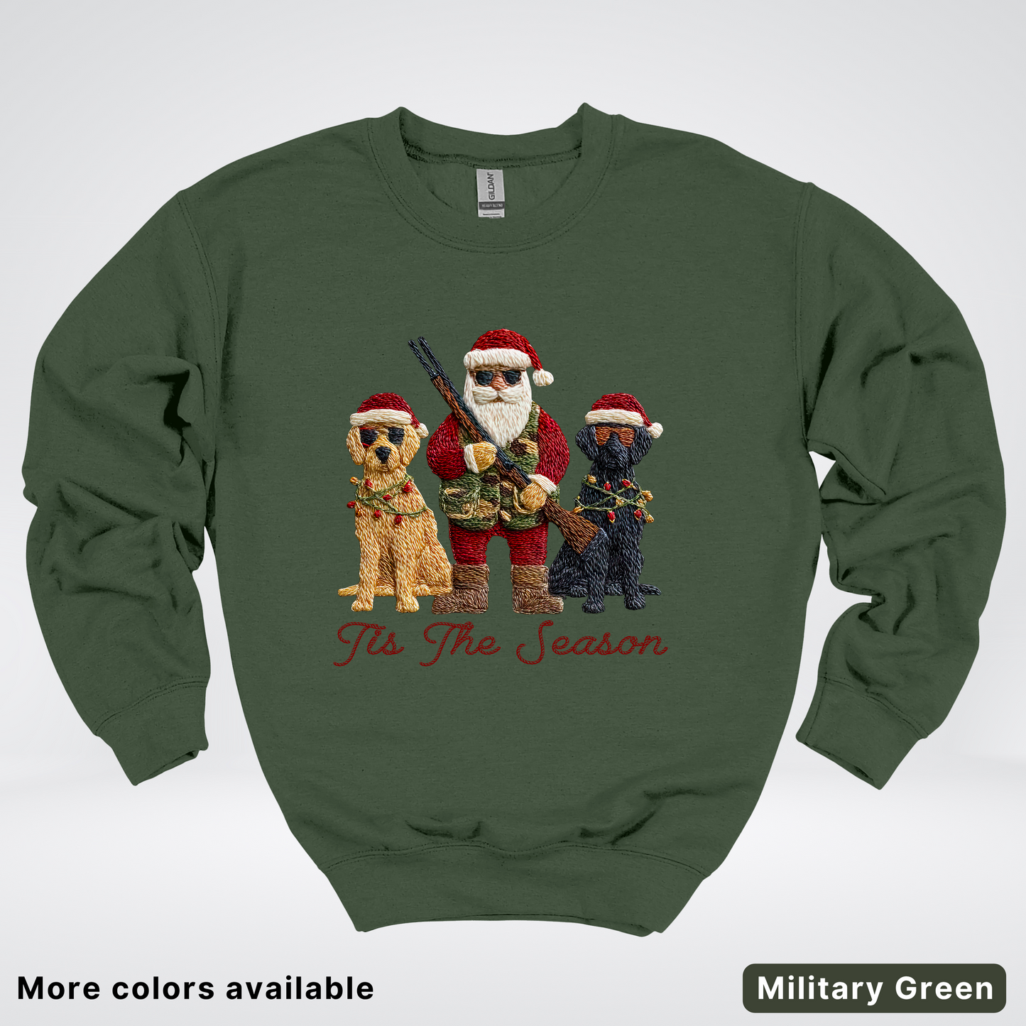 Tis The Season Hunting Santa Hook Yard Faux - Crewneck Sweatshirt