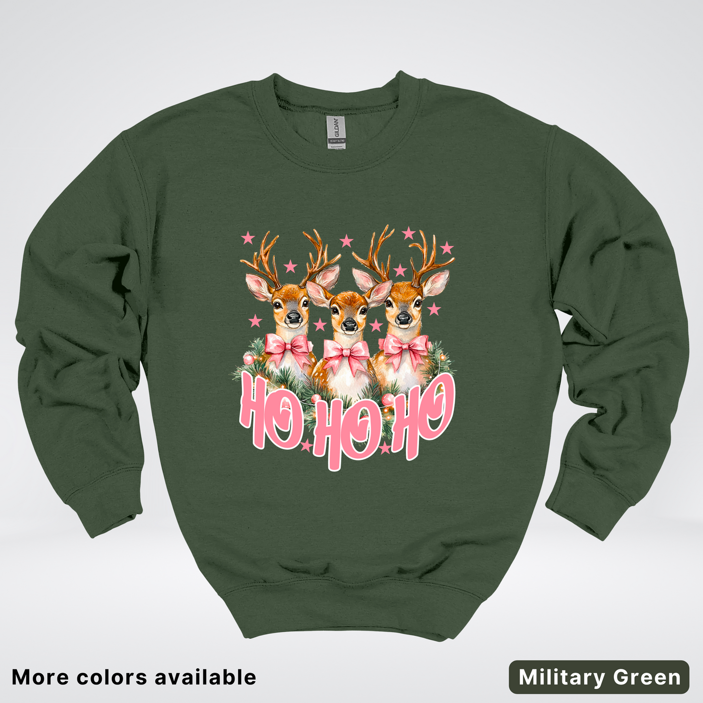 Ho Ho Ho Pink Deer Trio - Crewneck Sweatshirt