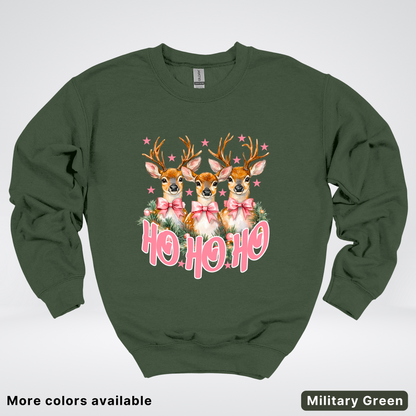 Ho Ho Ho Pink Deer Trio - Crewneck Sweatshirt
