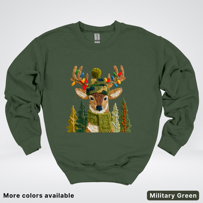 Ornament Antler Reindeer Hook Yard Faux - Crewneck Sweatshirt