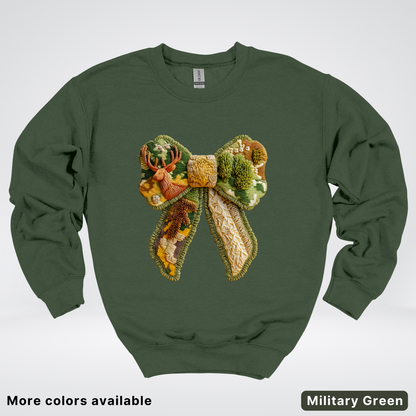 Forest Berry Bow Hook Yard Faux Look - Crewneck Sweatshirt