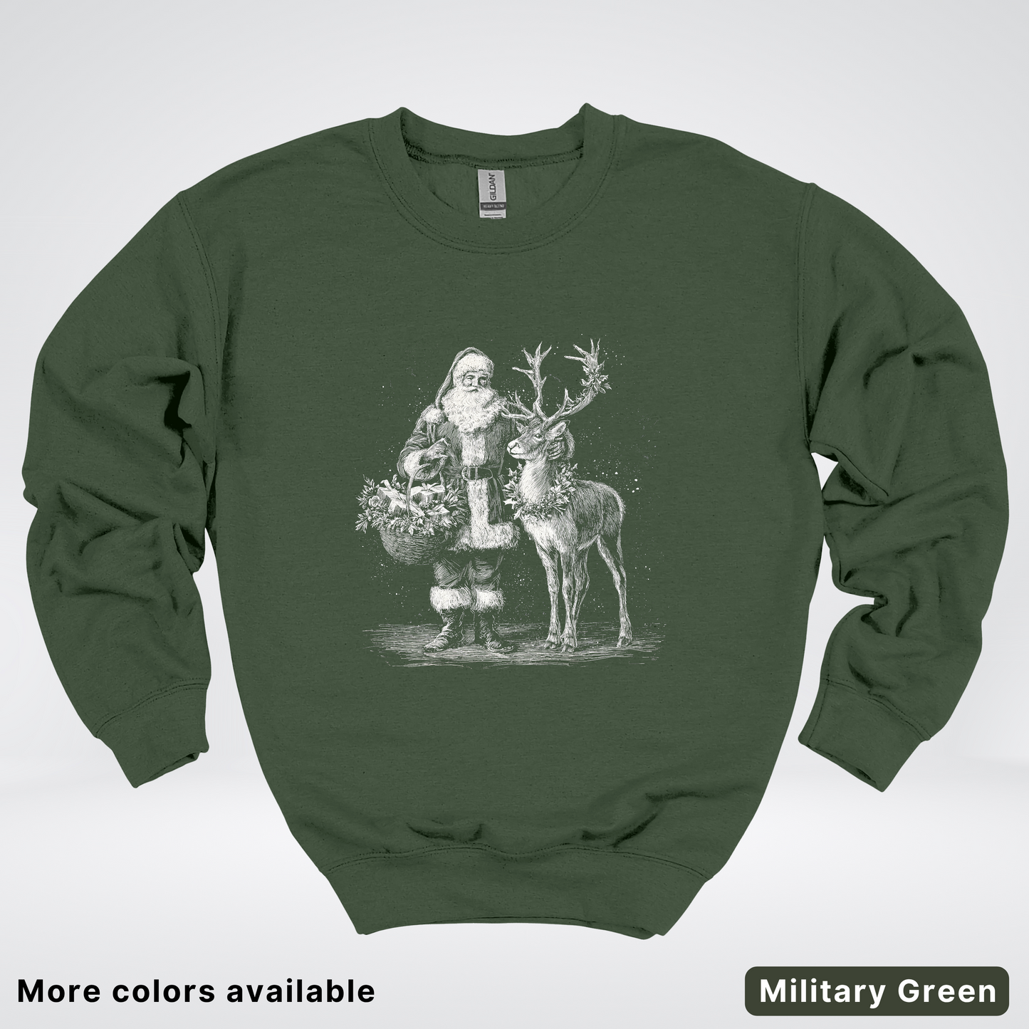 Vintage Santa and Reindeer - Crewneck Sweatshirt