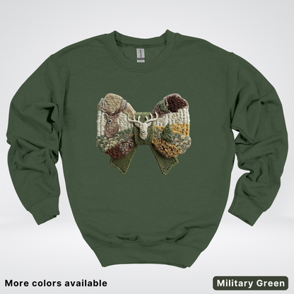 Rocking Horse Holiday Bow – Hook Yard Faux Look - Crewneck Sweatshirt