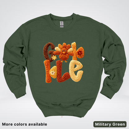 Gobble Crochet Turkey - Crewneck Sweatshirt