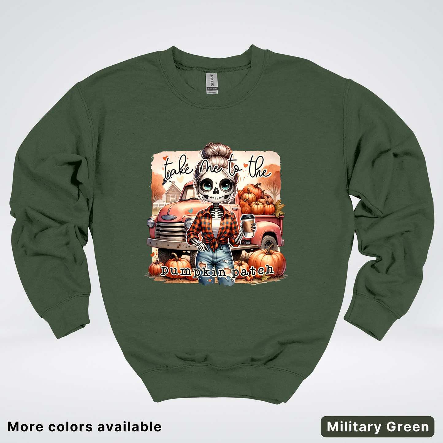 Take Me To The Pumpkin Patch Skeleton - Crewneck Sweatshirts