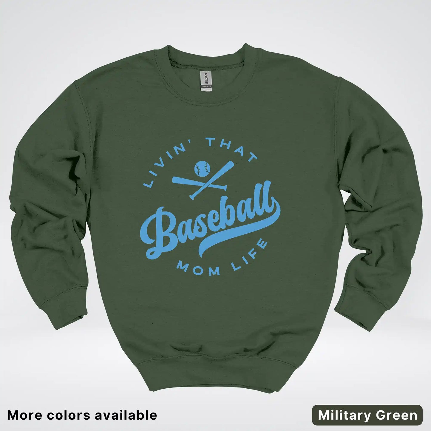 Livin' That Baseball Mom Life – Light Blue Design - Crewneck Sweatshirt