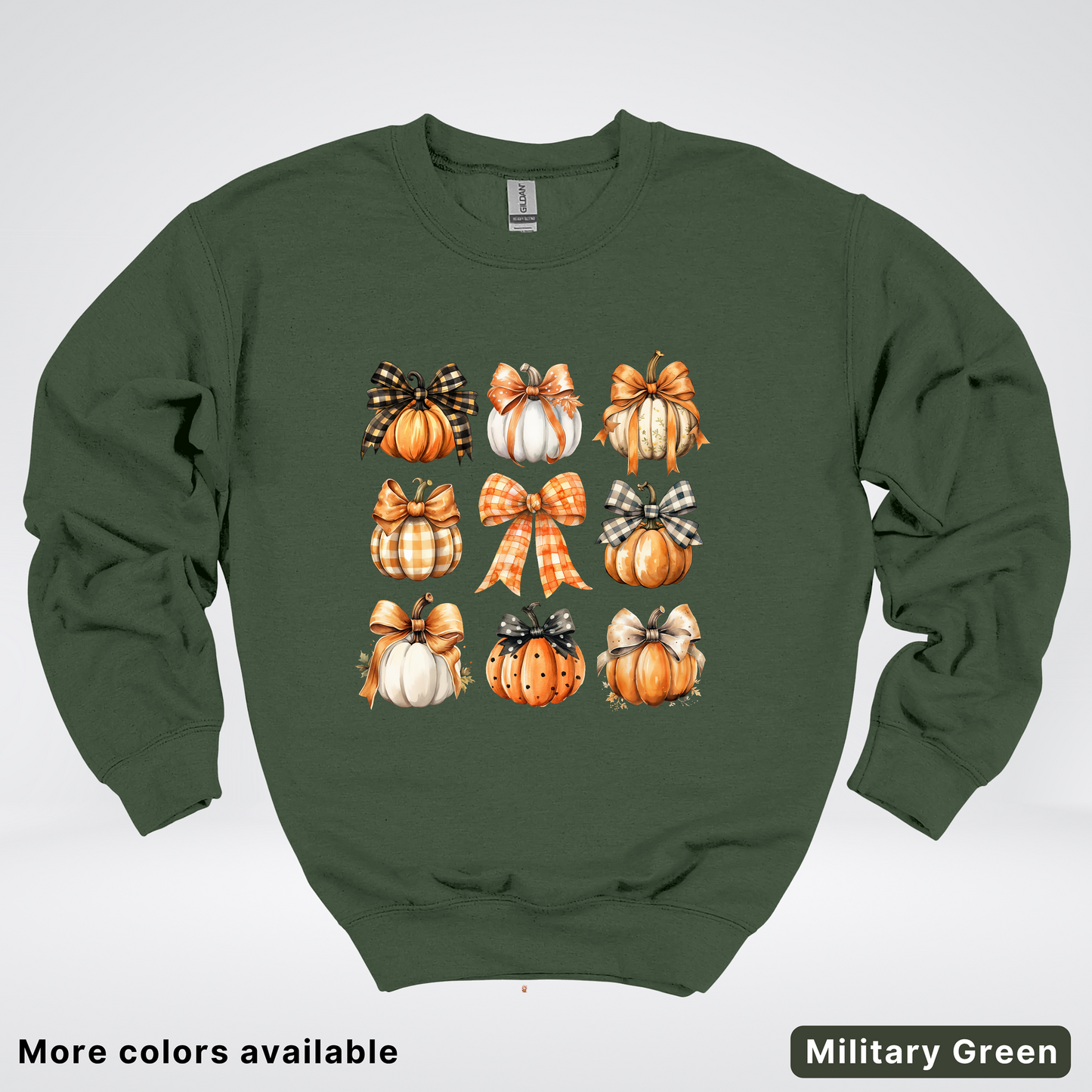 Flannel Bows & Pumpkin Coquette Fall Autumn - Crewneck Sweatshirt
