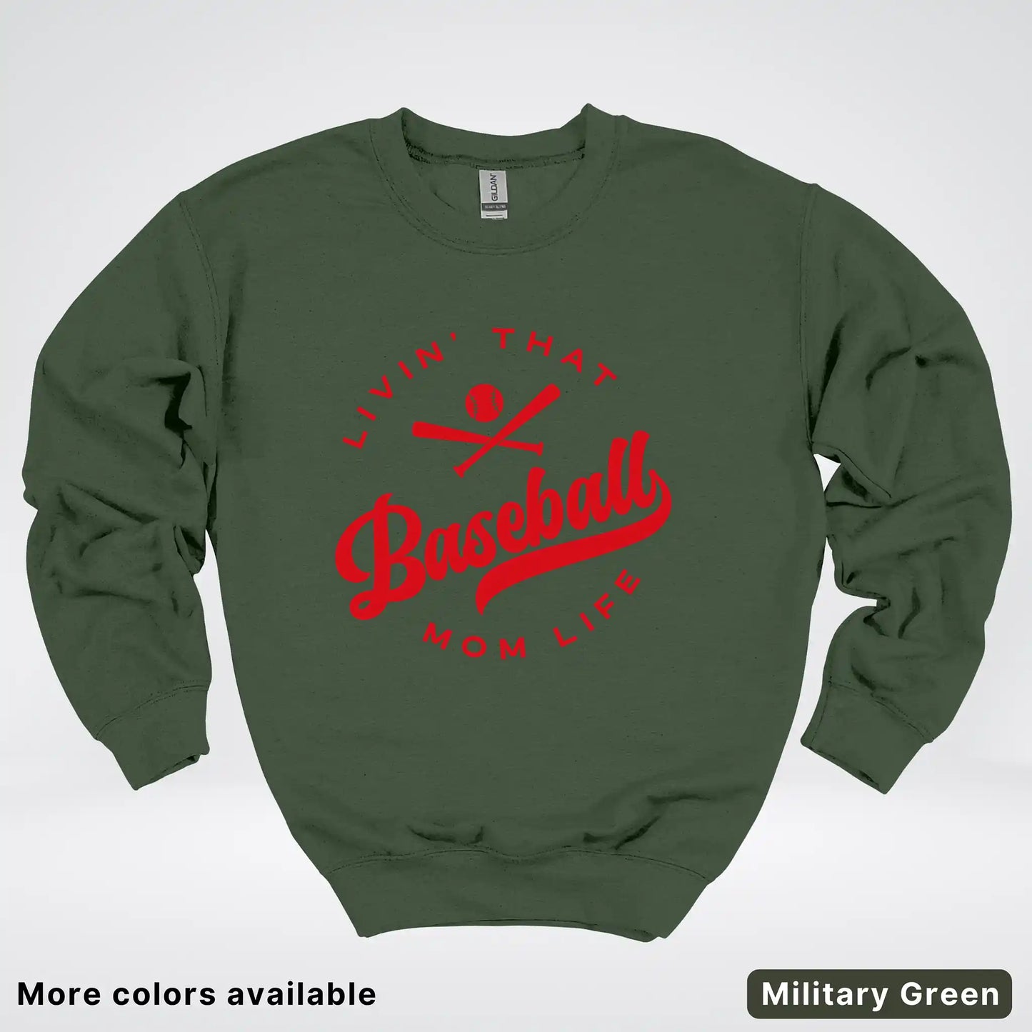 Livin' That Baseball Mom Life - Red Design - Crewneck Sweatshirt