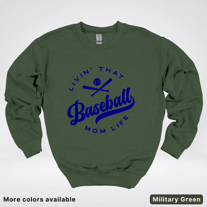 Livin' That Baseball Mom Life - Navy Design - Crewneck Sweatshirt