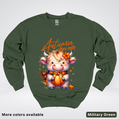 Autumn Fall Vibes Only Small Cow Calf Pumpkin - Crewneck Sweatshirt