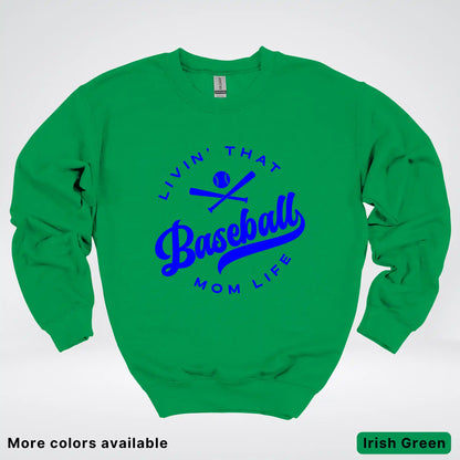 Livin' That Baseball Mom Life - Blue Design - Crewneck Sweatshirt