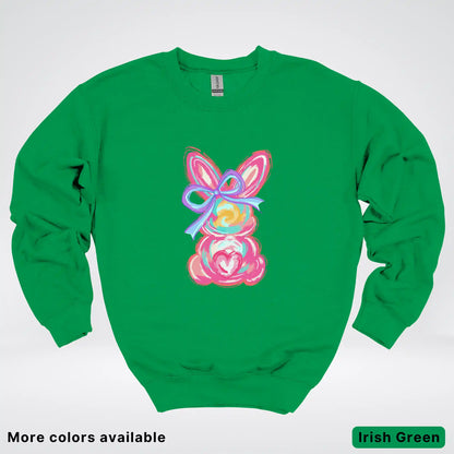 Coquette Easter Bunny – Pastel Bow Bunny Spring Graphic - Crewneck Sweatshirt
